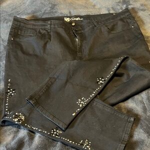 DG2 by Diane Gilman Black Boot Cut Jeans with Embellishments